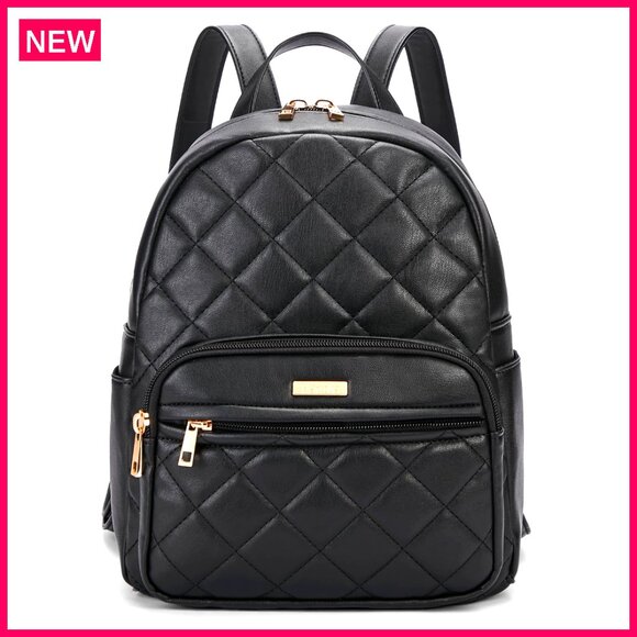 Handbags - Vegan Leather Mini Backpack - Lightweight Daypack with Multiple Pockets